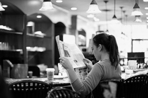 reading in coffee